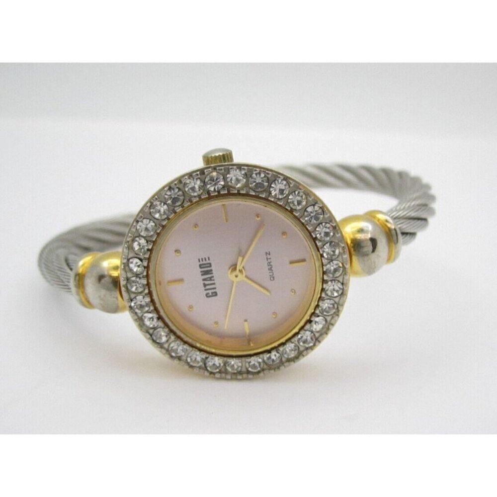 Women Gitano Crystals Quartz WR Analog 26mm Round Watch (H376) "New Battery"